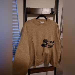 Disney Mickey Tan Sweater with Graphic Design